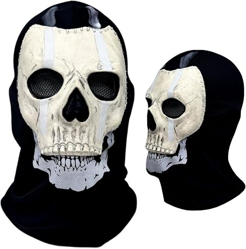 Realistic Scary Skull Ghost Mask - Full Face Skeleton Balaclava Halloween Costume, Ideal for War Games and Cosplay in Saudi Arabia