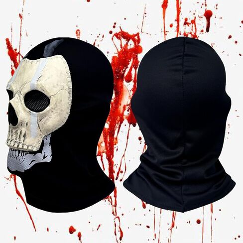 Realistic Scary Skull Ghost Mask - Full Face Skeleton Balaclava Halloween Costume, Ideal for War Games and Cosplay in Saudi Arabia