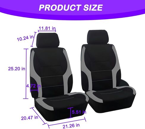 Mandark 4PCS Front Car Seat Covers, Waterproof and Breathable Vehiclce Seat Protector, Comfortable Sponge Seat Cushions, Auto Interior Accessories Universal for SUV, Truck, RV（Gray） in Kuwait