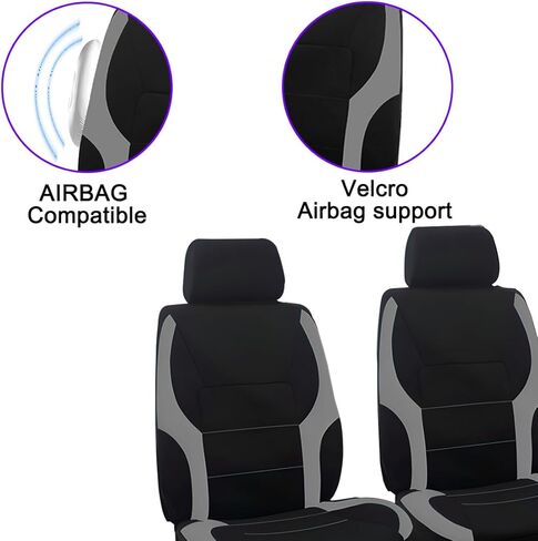 Mandark 4PCS Front Car Seat Covers, Waterproof and Breathable Vehiclce Seat Protector, Comfortable Sponge Seat Cushions, Auto Interior Accessories Universal for SUV, Truck, RV（Gray） in Kuwait