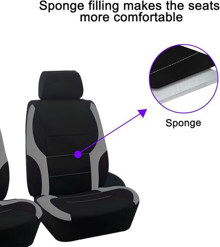 Mandark 4PCS Front Car Seat Covers, Waterproof and Breathable Vehiclce Seat Protector, Comfortable Sponge Seat Cushions, Auto Interior Accessories Universal for SUV, Truck, RV（Gray） in Kuwait