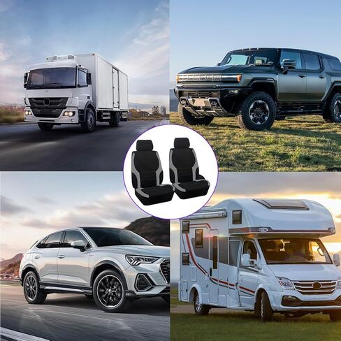 Mandark 4PCS Front Car Seat Covers, Waterproof and Breathable Vehiclce Seat Protector, Comfortable Sponge Seat Cushions, Auto Interior Accessories Universal for SUV, Truck, RV（Gray） in Kuwait