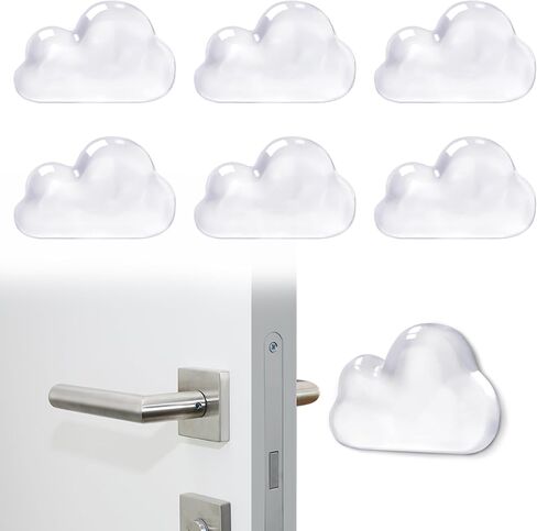 Door Stop Wall Protector, Wall Protectors Door Bumper, Door Stop for Wall Damage & Noise, Transparent Cloud Pattern, Middle, 6 Pcs in Saudi Arabia