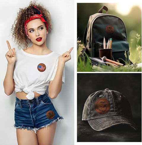 30Pcs Blank Leatherette Hat Patch with Adhesive, Iron-on Heat Press Faux Leather Patches for Hats Custom Fabric Repair Sew Laser Supplies (C Brown) in Saudi Arabia