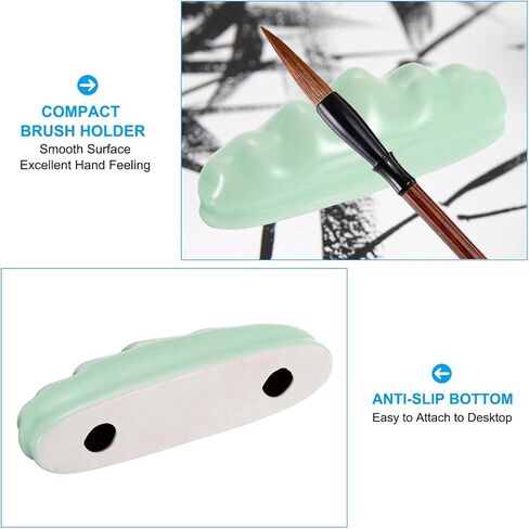 PATIKIL Calligraphy Brush Holder, 2 Pack 4 Ports Solid Ceramic Chinese Calligraphy Brush Rest for Writing Painting Pen Brush Rack Holder Tool, White in Saudi Arabia