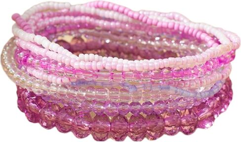 Bohemian Multilayer Stackable Seed Beaded Bracelets Colorful Crystal Glass Beads Strand Bangle Bracelet BFF Wristbands Bracelet for Women Summer Beach Hawaii Jewelry Birthday Gifts in Saudi Arabia
