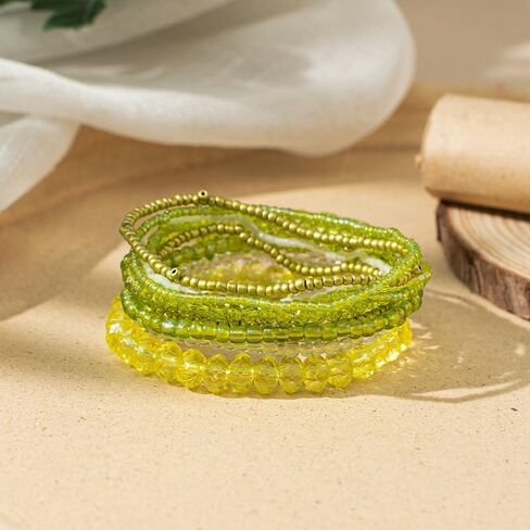 Bohemian Multilayer Stackable Seed Beaded Bracelets Colorful Crystal Glass Beads Strand Bangle Bracelet BFF Wristbands Bracelet for Women Summer Beach Hawaii Jewelry Birthday Gifts in Saudi Arabia