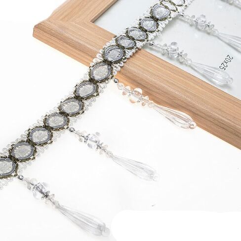 Yalulu 4 Yards Braid Hanging Beads Pendant Tassel Trim Hanging Ball Fringe Fabric Ribbon Trimming DIY Craft Sewing Accessory for Home Curtain Decoration (Deep Coffee) in Saudi Arabia