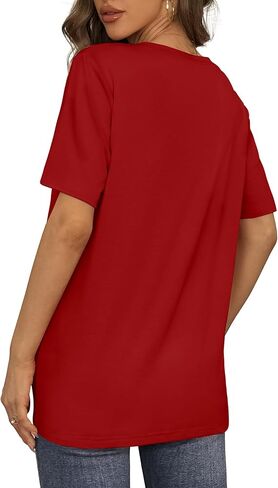 Aokosor Womens T Shirts V Neck Short Sleeve Casual Loose Tees Tops 2024 Trending Now in Kuwait