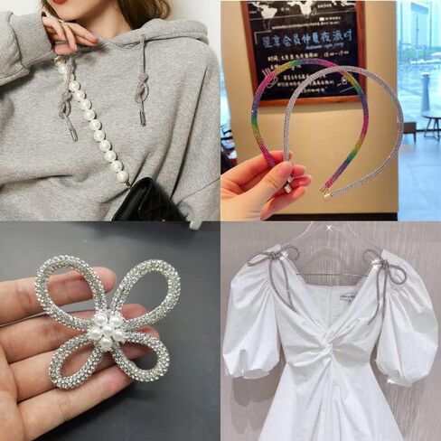 Popular Apparel 138 cm Round AB Rhinestone Rope Diamond Tube Trimming DIY Trouser Hoodie Drawstring Garment Accessories Belt (AB Color, 138cm) in Kuwait
