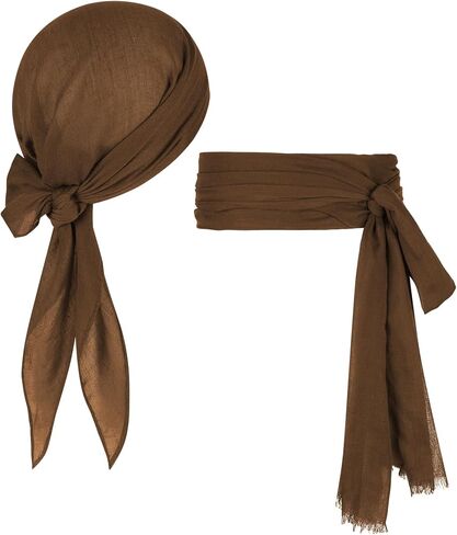 Zando Unisex Halloween Pirate Accessories Women Men Pirate Hat Bandana Head Scarf Headband Pirate Sash Waist Belt for Cosplay in Saudi Arabia