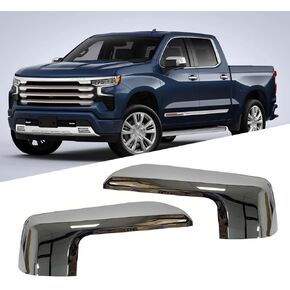 2024 ترقية غطاء نصف المرآة العلوي (لصق) مصمم لـ 2019 2020 2021 2022 2023 2024 Chevy Silverado 1500 وGMC Sierra 1500 Trim استبدال أغطية المرايا الملحقات (كروم)