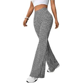 MakeMeChic Women's Leopard Pants Cheetah Print Pants Leggings Y2k High Waisted Bell Bottom