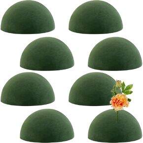 HAKZEON 8 PCS Floral Dry Foam Half Ball, Green Foam Half Ball, Round Foam Block Green Floral Foam Round Ball for Artificial Plant Arrangement, 5.5 x 2.75 Inch