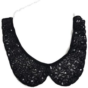 Women's Lace Detachable Half Shirt Blouse Fake Collar Sequin Choker Faux Collar Multi