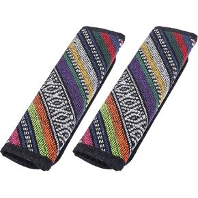 X AUTOHAUX 2pcs Universal Seat Belt Shoulder Pad Linen Car Safety Strap Covers Neck Mat for Comfortable Driving Multicolor