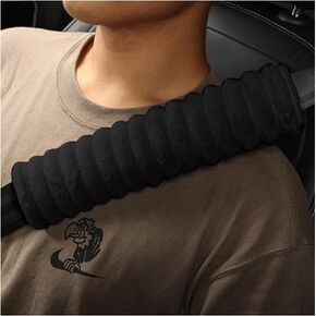 2PCS Car Seat Belt Cover Pad,Soft Fluffy Seat Belt Shoulder Pad for Fatigue Relief & Car Decorations,Winter Essential Car Accessories Interior Seatbelt Covers for Kids & Adults (Black)