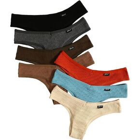 WDIRARA Women's 7 Pieces Letter Patched Panty Low Rise Panty Set Comfy Knitted Underwear