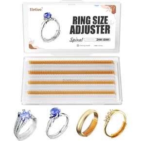 مجموعة ضبط حجم الخاتم غير المرئية للخواتم السائبة، واقيات الحلقات لجعل الخاتم أصغر حجمًا، أداة تشديد المجوهرات الحلزونية المصنوعة من السيليكون الشفاف والذهبي، 12 عبوة - 4 مقاسات دائرية ومسطحة تناسب أي حلقة تقريبًا in Kuwait