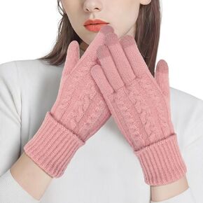 Trifabricy Womens Winter Gloves, Warm Thick Lined Touchscreen Gloves, Elastic Cuff Knit Gloves for Women Men Cold Weather