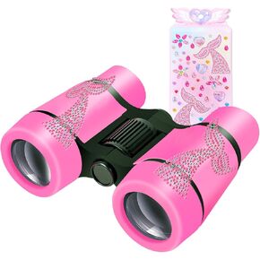 Binoculars for Kids with Butterfly Stickers Girls Gifts for Age 3, 4, 5, 6, 7, 8, 9 + Years Old Boys Girls, Kids Binoculars Outdoor Toys for Sports and Outside Play, Bird Watching