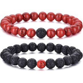 RANKEEF Mens Beaded Bracelets-Tigers Eye Bracelet Natural Stone Bracelets Lava Rock Bracelets Obsidian Bracelet for Men Women Jewelry Gifts