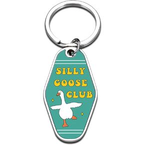 Funny Gifts Gag Gifts for Women Men Stainless Steel Silly Goose Keychain for Friends Stocking Stuffers Birthday Christmas Gifts for Coworkers Sister Novelty Key Chain Halloween Basket Stuffers