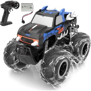 RC Monster Truck 1:16, Electric RC Car RC Monster Car 4WD Rock Crawler Scale Remote Control Truck Toy Cars,Waterproof&Dustproof Electric Vehicle Toys Car for Ages 6-12 (Blue)