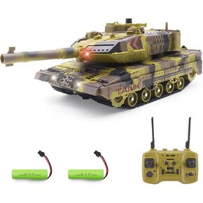 RC Tank That Shoots for Kids Adults, 2.4G Remote Control Army Tank Toys with Auto Demo Sound Light Smoke, 13 Channel Military Vehicles Model Gift for Boys, Army Beige