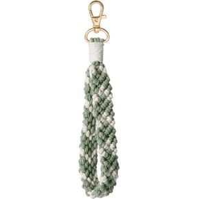 XGALBLA Boho Macrame سلسلة مفاتيح سوار مصنوع يدويًا معصم بحلقة مفاتيح بلونين للنساء والفتيات in Kuwait