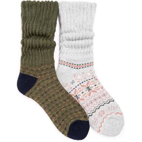MUK LUKS Women's Slouch Heat Retainer Sock (2 Pair Pack)