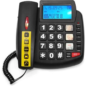New Multifunctional Desktop Phone for The Elderly, with Photo Storage, Quick Dialing, Large Display Screen, Large Buttons, Adjustable Ringtone, Large Indicator Light,Hands Free Function