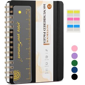 Lined Spiral Notebook Journal, 160 Numbered Pages A5 College Ruled Notebook, Pink Spiral Journals for Women Men, 100GSM Paper, Plastic Hardcover Spiral Bound Notebooks for Work School 5.75'' X 8.38''