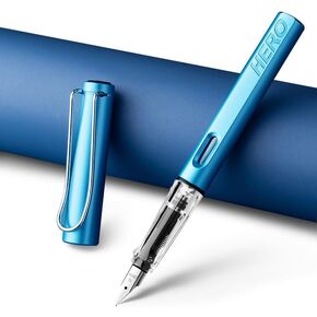Fountain Pen with Ink Refill Converter in Elegant Acrylic Box, Smooth Writing, Pretty Gifts for Men Women - Extra Fine (0.38) - Red