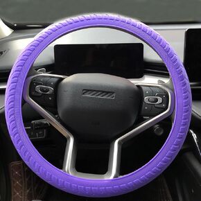 Universal Steering Wheel Cover：13.5 to 15 Inches Stretchable Silicone Anti Skid Steering Wheel Protector Fit for Most Car Models Including Round D Shape or Special Shape (Black)