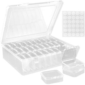 30pcs Small Bead Organizer Box Clear Rectangles Bead Storage Containers with Lids Plastic Craft Storage Box Bead Cases Mini Small Parts Organizer for Jewelry Nail Screws Seeds(Color:Clear)
