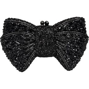 HUANG ZHUANG Bowknot Luxury Crystal Clutch Women Glitter Rhinestone Evening Bag for Party Wedding
