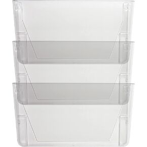 Lorell 60001 Wall File Pockets, 13-1/8-Inch x4-1/4-Inch x14-3/4-Inch, 3/PK, Clear