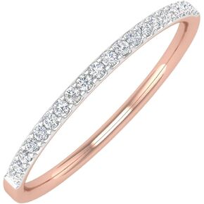 1/10 Carat (ctw) 10K Gold Natural Round Diamond Ladies Wedding Anniversary Stackable Ring - IGI Cert