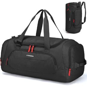 Travel Duffle Bag Men with Shoes Compartment Sports Gym Workout Bag with Wet Pocket 40L Medium 2 In 1 Duffel Backpack for Women Weekender Overnight Bag for Airplane, Black