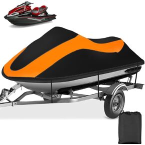 Trailerable Jet Ski Cover,Waterproof Tear Resistant Personal Watercraft Cover with 3 Windproof Buckles & Air Vent,Fits from 126" to 135" 3 Seater Black Compatible with Yamaha Sea Doo Kawasaki