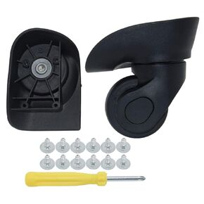Travel Suitcase Carry On Luggage Spinner Wheels Replacement Left and Right Caster with Screws and Tool 2Pcs Black