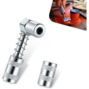 2 PCS Car Grease Gun Adapter with Sleeves, 90 Degree 3 Jaw Waterproof Durable Metal Vehicle Grease Gun Coupler, Universal Automotive Coupler Accessories for Car SUV Truck (Silver)