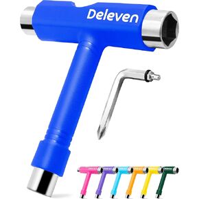 Deleven Skate Tool All-in-One Lightweight Portable Skateboard Tool - T Tool with Allen Wrench, Phillips Head Screwdriver - Adjust Roller Skates, Longboards, Skateboards, Quads, Wheels, Trucks, Kingpin