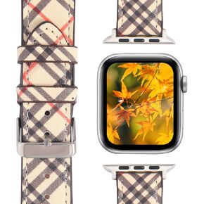 Designer Band Compatible with Apple Watch Band 38mm 40mm 41mm /42mm 44mm 45mm Men and Women, Luxury Genuine Leather Replacement Wristbands Strap for iWatch Apple Watch Series 7/6/5/4/3/2/1/SE