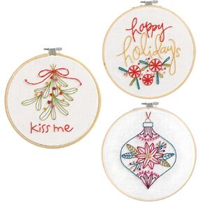 LEISURE ARTS Embroidery Kit, 3 pc. Assorted - Embroidery kit for Beginners - Embroidery kit for Adults - Cross Stitch Kits - Cross Stitch Kits for Beginners - Embroidery Patterns