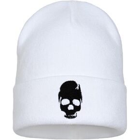 Embroidered Beanie for Men Women Stretch Knited Winter Hat Warm Cuffed Skeleton Hat Skull Cap