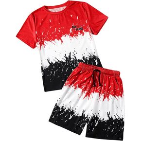 SOLY HUX Boy's Summer Outfit Graphic Round Neck Short Sleeve Shirt Shorts 2 Piece Set