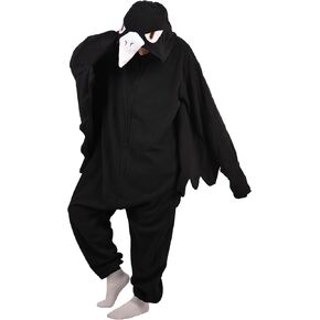 LorranTree Adult Onesie Crow Costume Animal One Piece Pajamas Halloween Homewear Jumpsuit Women Unisex Sleepwear