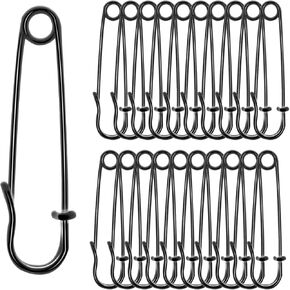 cobee 20 Pcs Large Safety Pins for Clothes, 2 Inch Heavy Duty Safety Pins for Thick Fabric, Metal Safety Pins for Crocheting Clothing Tag DIY Craft (Silver)